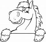 Horse Cartoon Head Outline Printable Horses Clipart Coloring Drawing Pages Kids Cute Drawings Print Cliparts Line Library Funny Smiley Guitar sketch template