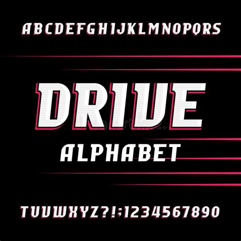 drive alphabet vector font oblique letters  numbers stock vector illustration  quickness