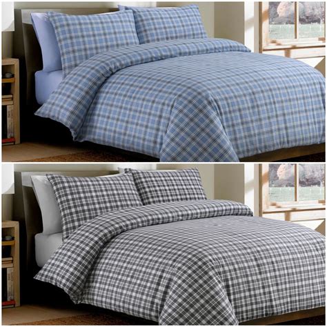 bonton flannel plaid  brushed cotton flannelette duvet cover