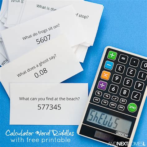printable calculator word riddles  kids