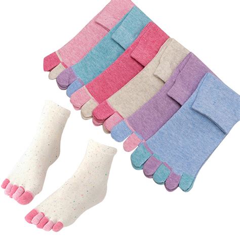 women cotton toe socks autumn 2019 new ankle high patchwork funny socks