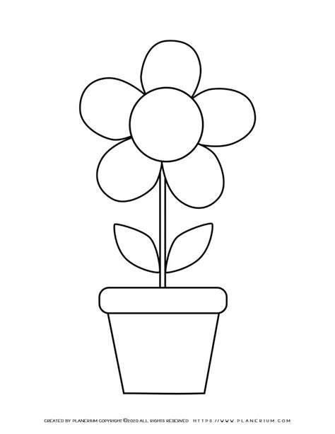 spring coloring page flower   pot template planerium