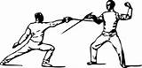 Clipart Fechten Parry Fencing Practice Fencer Sport Fechter Vector Cliparts Clip Septime Position Transparent Foil Lage Folie Illustration Männer Domain sketch template