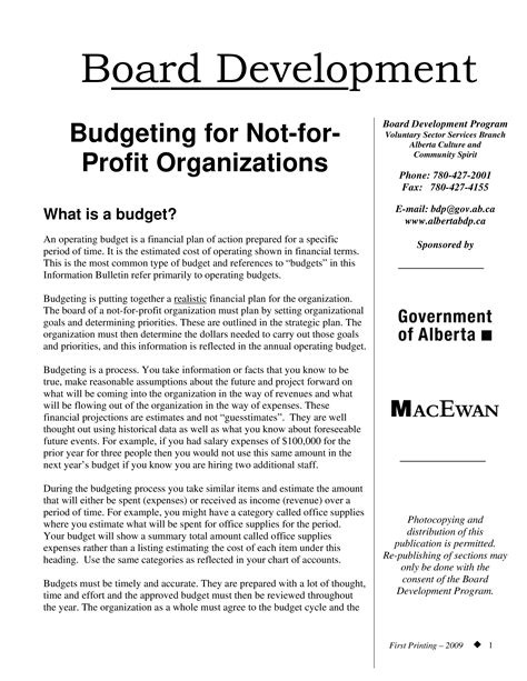 libreng  profit organization budget