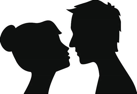 Man Woman Kissing Silhouettes Illustrations Royalty Free Vector