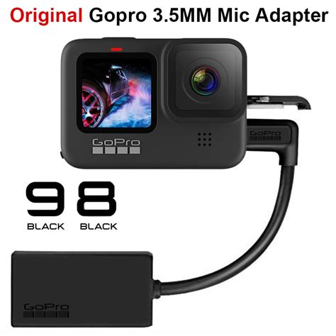 adaptateur de microphone original pour gopro hero   max    mm noir accessoire