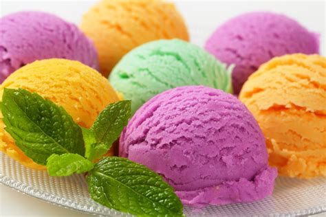 colors  ice cream  plate stock photo