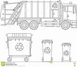 Truck Coloring Pages Garbage Set Vector Linear Isolated Dumpsters Icons Flat Types Different Background Illustration Preview sketch template
