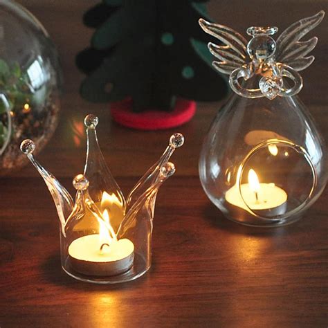 Romantic Candle Holder Crown Designed Glass Crystal Hanging Tea Light