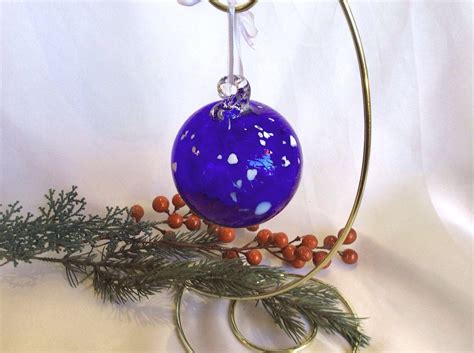 Starry Night Hand Blown Glass Christmas Ornament Witch Ball Etsy