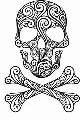 Skull Coloring Pages Sugar Printable Skulls Girl Halloween Girly Adult Crossbones Color Tattoo Print Colouring Stencil Sheets Wall Decor Dead sketch template