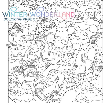 winter wonderland adult coloring page cute christmas etsy