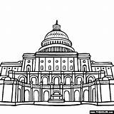 Coloring Landmarks Pages Famous Capitol Places Washington Landmark Colouring Hill American Building States United sketch template