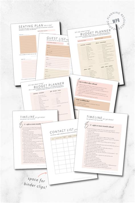 wedding planning  printable planner worksheets worksheets
