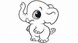 Elephant Coloring Baby Pages Print sketch template