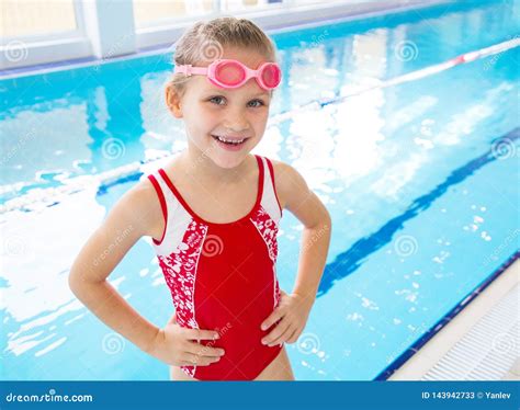 girl  swimming pool stock image image  blue kids