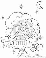Coloring Tree House Useful Book Kids sketch template