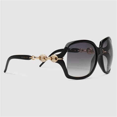 gucci crystal marina chain sunglasses in black lyst
