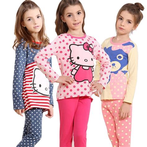 buy    cotton baby girls cartoon pajamas sets  pcs long sleeve