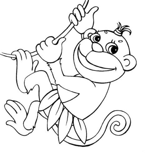 monkey hanging  liana coloring page supercoloringcom