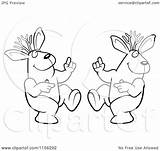 Jackalope Dancing Couple Clipart Cartoon Coloring Outlined Vector Cory Thoman Royalty sketch template