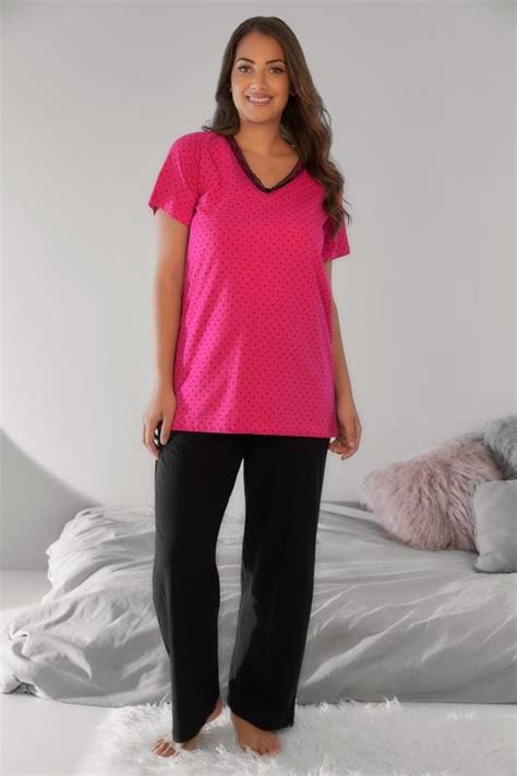 black basic cotton pyjama trousers plus size 16 to 32