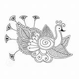 Peacock Indian Coloring Artisitic sketch template