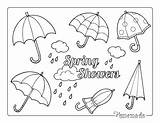 Coloring Spring Pages Rain Umbrellas Sheet Easy Made Printable Cute sketch template