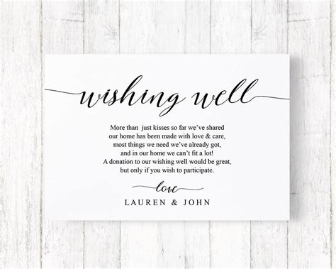 wedding wishing  card enclosure card wishing  etsy