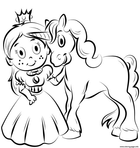 princess  unicorn coloring page printable