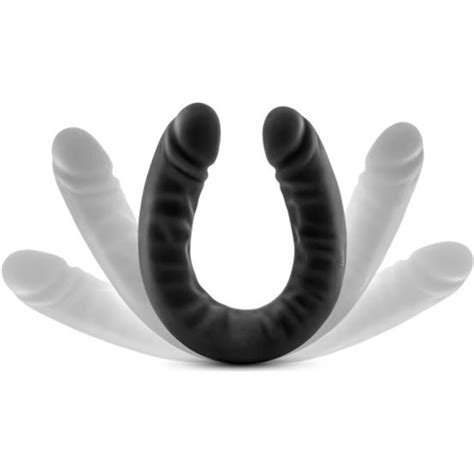 ruse silicone double headed dildo black sex toys at