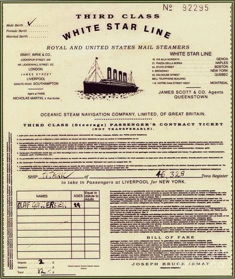 rms titanic actual ticket