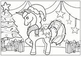 Unicorn Christmas Colouring Coloring Pages Kids Pdf sketch template