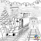 Coloring Pages Thomas Christmas Train Printable Friends Kids Winter Clipart Tank Engine Color Scenery Happy Bill Cartoon Ben Xmas Colouring sketch template