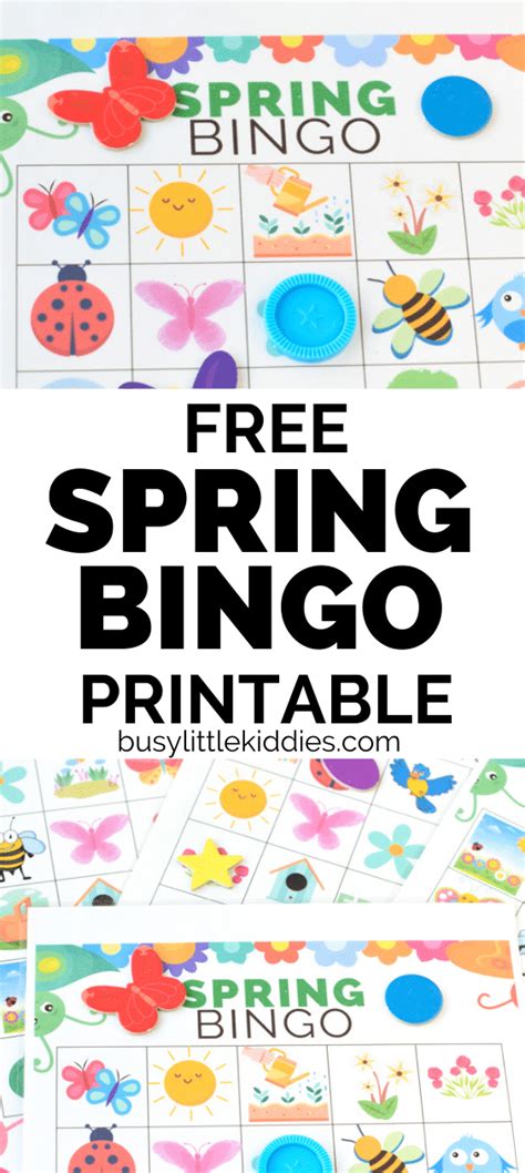 spring bingo  printable  kids  players busy  kiddies blk