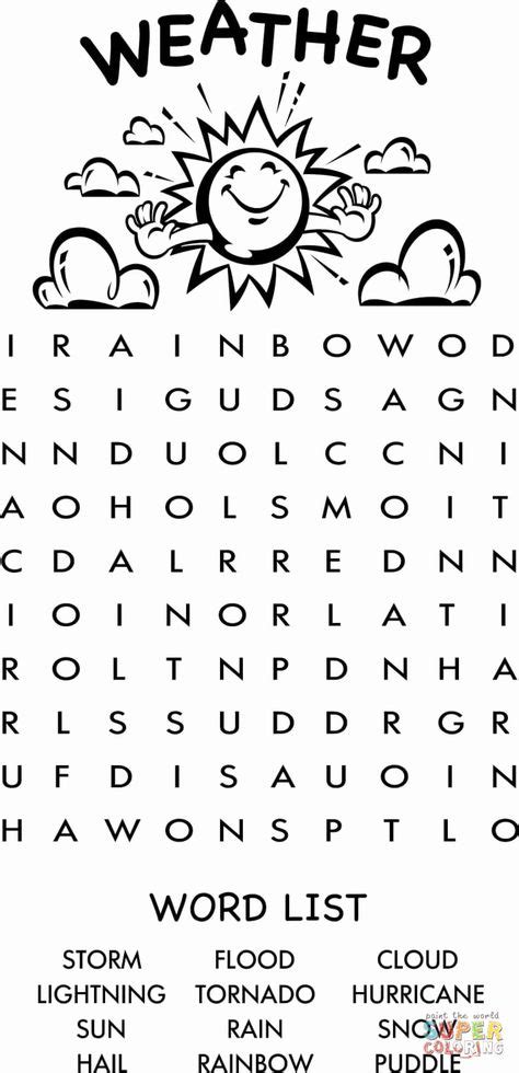 sun coloring pages  preschoolers awesome  kids rain word search