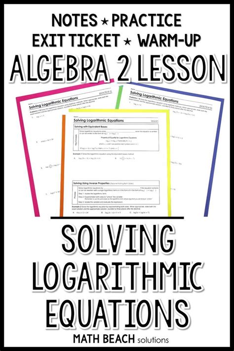 solving logarithmic equations lesson algebra lesson plans algebra