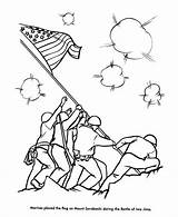 Coloring Iwo Jima Harbor Pearl Ww2 Pages History Flag Marine Raising Drawing Usa War Battle Kids Drawings Easy Printables American sketch template