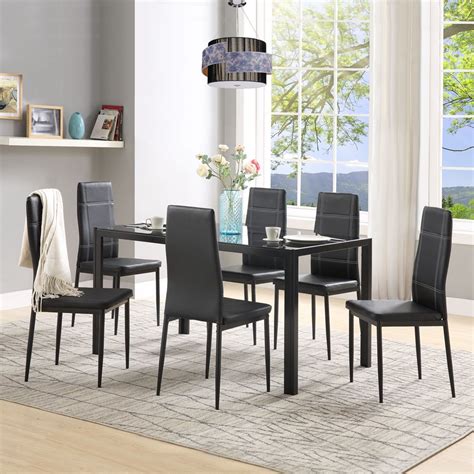 Kitchen Dining Table Set For 6 Modern Glass Dining Room Table Set With