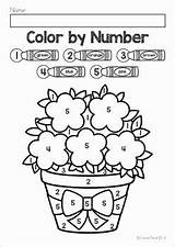 Number Color Spring Preschool Coloring Pages Numbers Flower Kindergarten Activities Worksheets Colors Kids Math Teacherspayteachers Printable Nursery Teachers Worksheet Learning sketch template