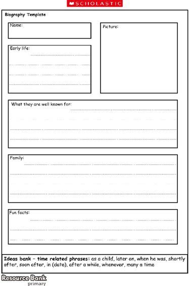biography template  kids perfect template ideas