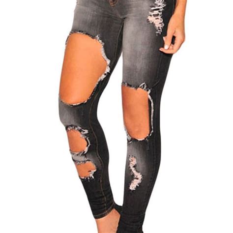 charcoal women chic skinny denim ripped jeans online store for women