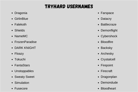 amazing tryhard usernames    games