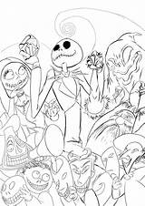 Nightmare Before Christmas Coloring Pages Line Xmas Characters Colouring Jack Printable Halloween Drawing Drawings Colorare Coloringhome Deviantart Da Disney Disegni sketch template