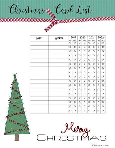 printable christmas gift list template