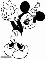 Mickey Coloring Birthday Mouse Present Disneyclips sketch template