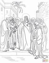 Jesus Coloring Pages Holy Week Pharisees Jerusalem Thursday Taxes Disciples Question Feet Printable Color Sheets Kids Supercoloring His Dot sketch template