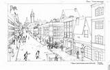 Cityscape Coloring Perspective Project 05kb 1600 Drawings sketch template