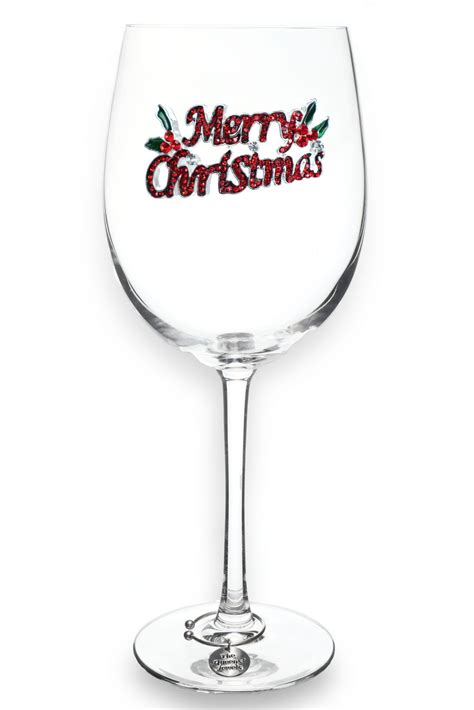 The Queens Jewels Merry Christmas Jeweled Glassware Wine Glasses