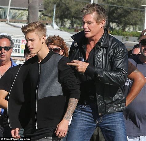 justin bieber and david hasselhoff filming new music video with knight